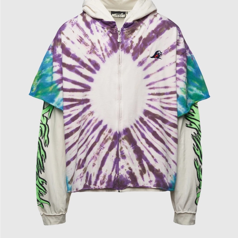 Hellstar Tye-Dye Zip Up - Purple and Green